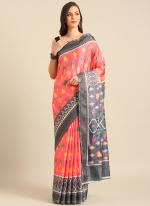 Cotton Pink Casual Wear Printed Saree